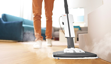 Polti Vaporetto Style steam cleaning wooden floor