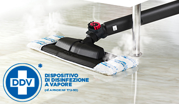 Polti Vaporetto Pro 100_Eco Power: cepillo en uso en suelos de cerámica