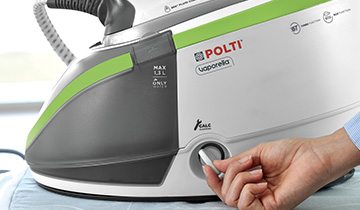 The image shows the opening of the valve for cleaning the Polti Vaporella Next VN18.45 boiler