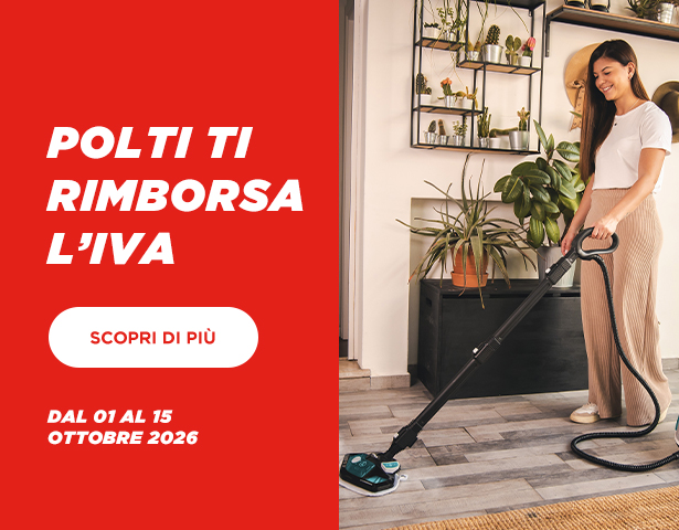 L'immagine mostra una ragazza che pulisce un pavimento. L'immagine si riferisce alla promozione Rimborsa Iva