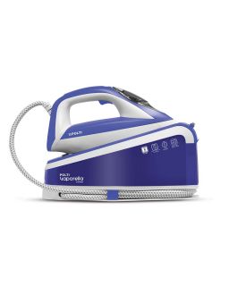 The image shows the Polti Vaporella Express VE30.30 steam generator iron, side view
