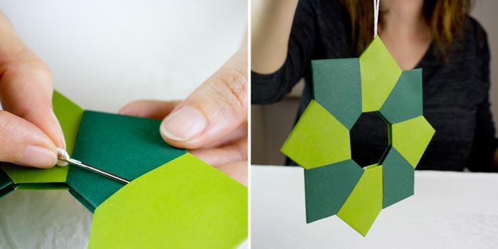 ghirlanda origami con ferro da stiro - step7